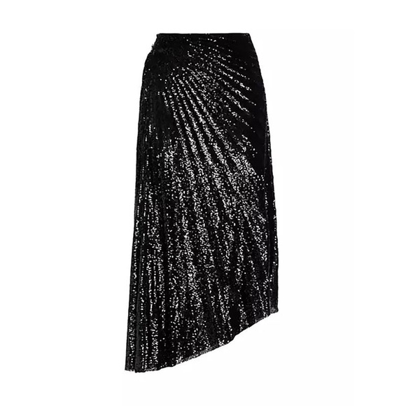 NWT A.L.C. Black Tori pleated asymmetrical sequin midi skirt. SZ 2. NYE outfit! - Picture 4 of 7